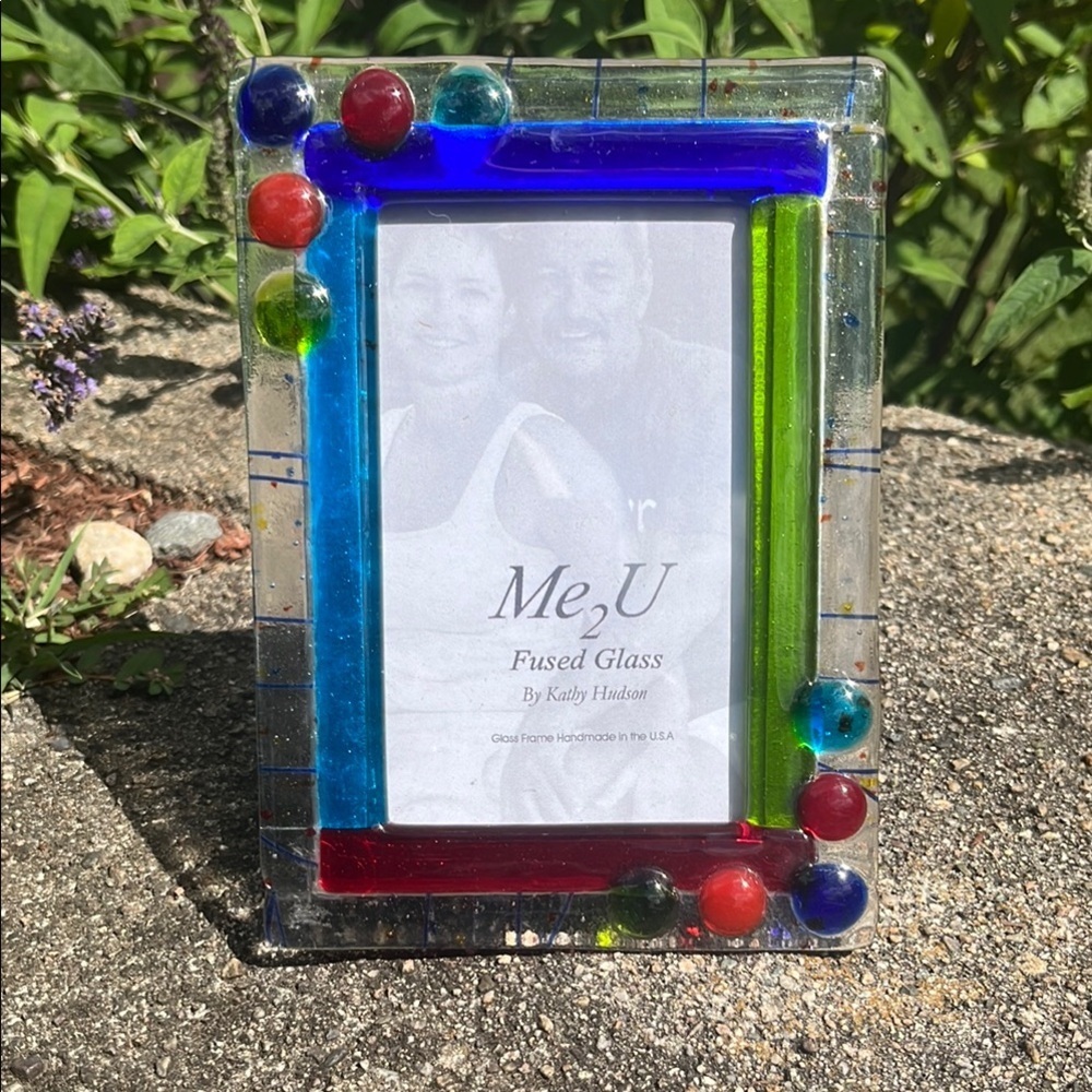 Me‎ 2 U Fused Glass Mardi Gras Table Top Picture Frame by Kathy Hudson